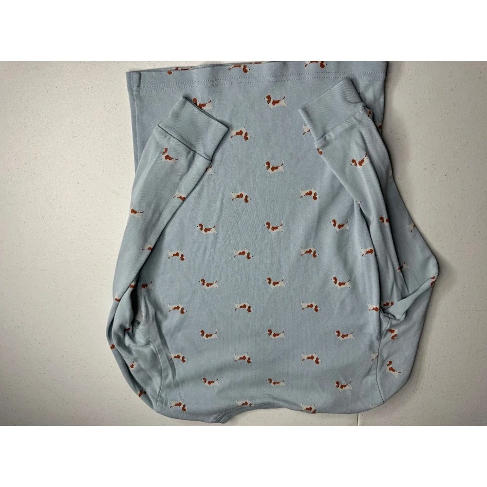 Janie and Jack Boys Blue Basset Hound Dog Print Pajama Top Size 12 Long Sleeve‎